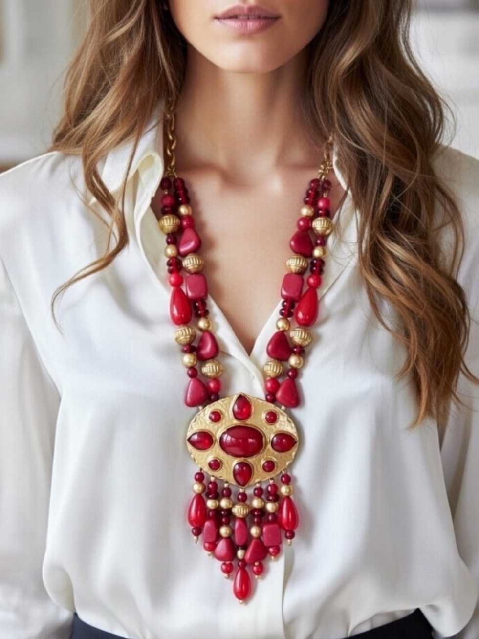 Chico's Limited Edition 35th Anniversary Beaded Statement Necklace